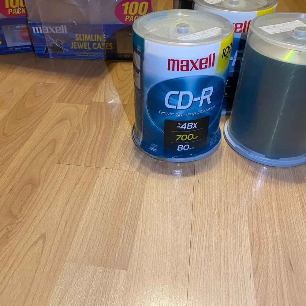 ALL 300 Maxell CDs, CD/DVD Labels, and 350 Jewel Cases Set for $50